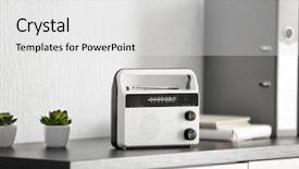  Presentation with retro radio - Slide deck consisting of retro radio receiver on office background and a white colored foreground