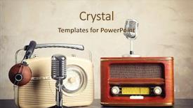  Presentation with retro radio - Colorful PPT theme enhanced with retro radios headphones and microphones backdrop and a lemonade colored foreground