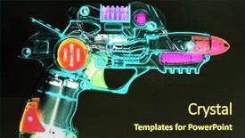  Presentation with gun - PPT layouts featuring retro ray gun background and a wine colored foreground