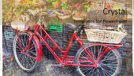  Presentation with bike - Audience pleasing PPT layouts consisting of retro red bike in fruit backdrop and a coral colored foreground