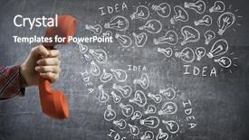  Presentation with red carpet retro style - Presentation theme featuring retro red phone receiver mixed background and a gray colored foreground