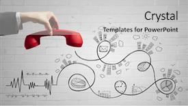  Presentation with global red - Amazing slide deck having retro red phone receiver backdrop and a light gray colored foreground