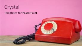  Presentation with red telephone - Amazing PPT layouts having retro-red-rotary-telephone backdrop and a lemonade colored foreground