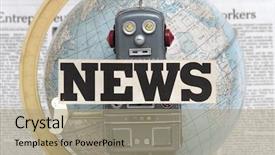  Presentation with robot - Colorful slide set enhanced with retro robot reads the news backdrop and a coral colored foreground