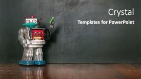  Presentation with robot - Audience pleasing slides consisting of retro-robot-teacher backdrop and a dark gray colored foreground