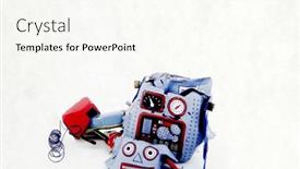  Presentation with robot toy - Presentation theme having retro-robot-toy-crushed background and a cream colored foreground