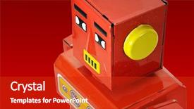  Presentation with robot toy - Amazing slide deck having retro robot toy backdrop and a crimson colored foreground