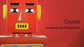  Presentation with robot toy - PPT theme consisting of retro robot toy background and a red colored foreground