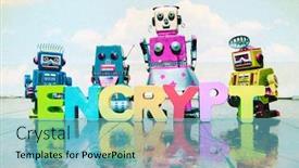  Presentation with robot toy - PPT layouts with retro-robot-toys background and a seafoam green colored foreground