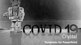  Presentation with robot - Audience pleasing slide deck consisting of retro-robot-with-text-civid backdrop and a gray colored foreground