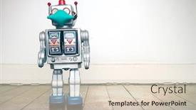  Presentation with robot - Cool new slides with retro-robot-with-text-civid backdrop and a lemonade colored foreground