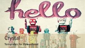  Presentation with robot - Theme consisting of team of retro robots background and a  colored foreground