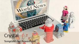  Presentation with robots - Cool new presentation design with laptop to watch the news backdrop and a lemonade colored foreground