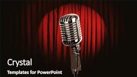  Presentation with silver - Colorful PPT theme enhanced with retro silver microphone on red backdrop and a black colored foreground