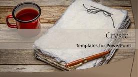  Presentation with wood gray - Audience pleasing PPT theme consisting of retro-sketchbook-with-gray-toned backdrop and a soft green colored foreground