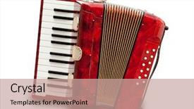  Presentation with accordion - PPT theme having retro small red accordion isolated background and a coral colored foreground