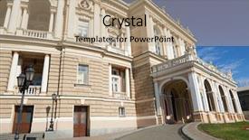  Presentation with opera - Slide deck featuring retro style building with fountain opera theater in odessa city touristic place background and a coral colored foreground
