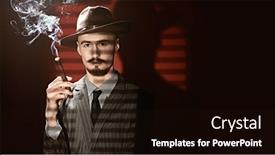  Presentation with cigar - Presentation theme featuring retro-style-handsome-man background and a wine colored foreground