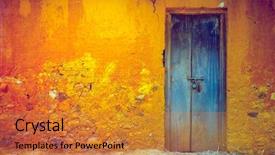  Presentation with royal blue - Presentation theme having retro style illustrations and collage background and a gold colored foreground