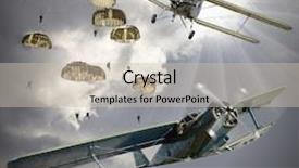  Presentation with retro 1920s english style gangster - Colorful slide deck enhanced with parachute - retro style picture backdrop and a soft green colored foreground