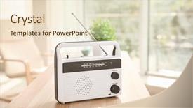  Presentation with retro radio - Theme having retro style radio on table background and a lemonade colored foreground