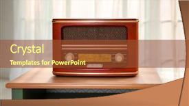  Presentation with retro radio - PPT layouts enhanced with retro style radio on table background and a tawny brown colored foreground
