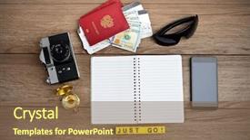  Presentation with travel - Slide set with retro style travel stuff background and a violet colored foreground