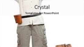  Presentation with traveler - Slide deck enhanced with positive oldies - retro style traveler with suitcase background and a sky blue colored foreground