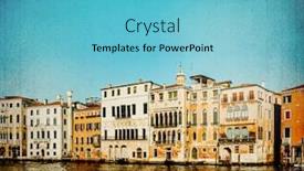  Presentation with old buildings - Cool new presentation theme with retro-style-view-of-water backdrop and a light blue colored foreground