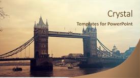  Presentation with london - Presentation design with retro styled photo of tower bridge in the sunset london uk background and a cream colored foreground