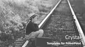  Presentation with luggage - Presentation design having retro-styled-photo background and a dark gray colored foreground