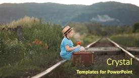  Presentation with luggage - Presentation with retro-styled-photo background and a tawny brown colored foreground