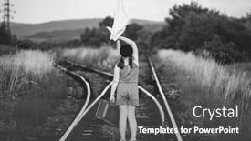  Presentation with luggage - Presentation design featuring retro-styled-photo background and a dark gray colored foreground