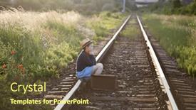  Presentation with luggage - PPT layouts consisting of retro-styled-photo background and a tawny brown colored foreground