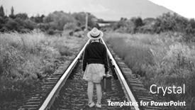  Presentation with luggage - Presentation theme having retro-styled-photo background and a dark gray colored foreground