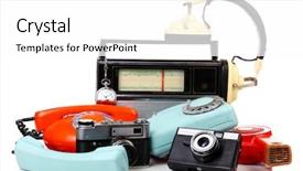  Presentation with retro - Colorful PPT theme enhanced with retro technology isolated on white backdrop and a white colored foreground