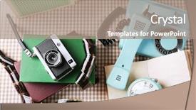  Presentation with retro - Theme consisting of retro things on table close background and a coral colored foreground