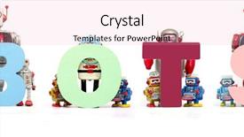  Presentation with mobile robot - Slide deck enhanced with retro tin robot toys hold background and a coral colored foreground