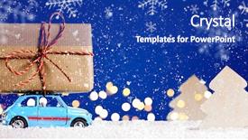  Presentation with new year - Colorful PPT theme enhanced with retro toy car delivering christmas backdrop and a ocean colored foreground