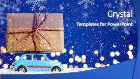  Presentation with new year - PPT layouts featuring retro toy car delivering christmas background and a ocean colored foreground