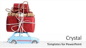  Presentation with white christmas - Slide deck featuring retro toy car delivering christmas background and a white colored foreground