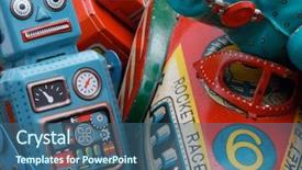  Presentation with retro - Amazing theme having retro toys in a box backdrop and a ocean colored foreground