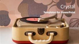  Presentation with vintage retro - PPT layouts with retro-turntable-on-vintage-background background and a coral colored foreground