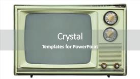  Presentation with television - Slide deck featuring grungy green vintage television set isolated on white background and a gray colored foreground