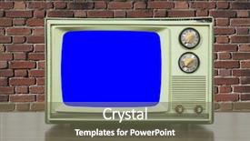  Presentation with green screen - Slides consisting of retro tv empty room - grungy green vintage television set background and a tawny brown colored foreground