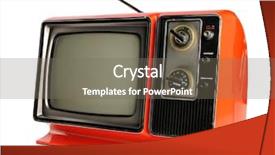  Presentation with 1970s - Presentation design consisting of 1970s technology - orange vintage television with antenna background and a gray colored foreground