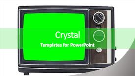  Presentation with green screen - Presentation theme having 1980 - small vintage portable television background and a shamrock green colored foreground