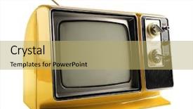  Presentation with electronics white - Slide deck featuring electronics antenna - vintage television isolated over white background and a yellow colored foreground