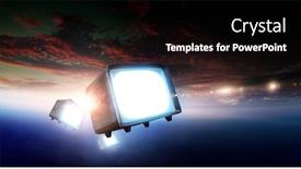  Presentation with space - Amazing slide set having retro-tv-flying-in-space backdrop and a black colored foreground
