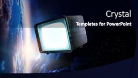  Presentation with space - Presentation design consisting of retro-tv-flying-in-space background and a black colored foreground